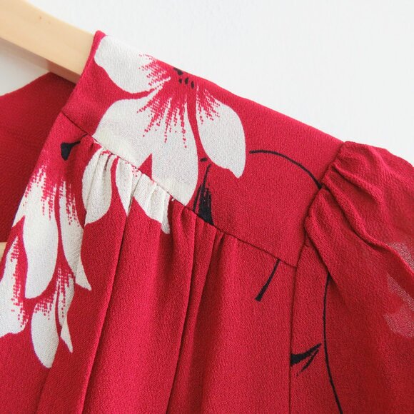 REFORMATION Dane Midi Dress in Freddie Red Floral Smocked Boho - Size S - Picture 7 of 16